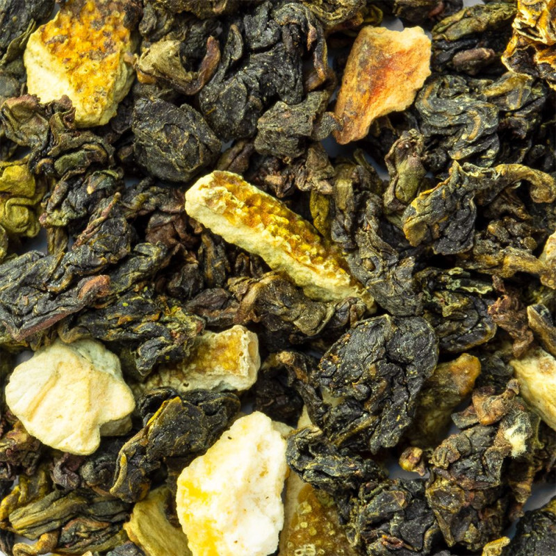 miscela di tè oolong con scorze d'arancia essiccate per infusione profumata