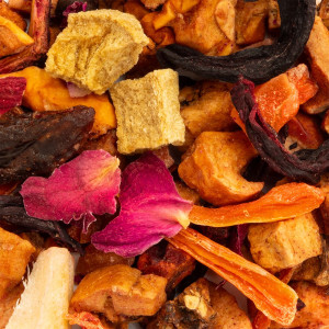 miscela di frutta secca e petali per tisana oasi tropicale thés et traditions