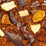 infusion gourmande au caramel et au citron avec des éclats de fèves de cacao