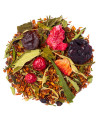 blend of CBD red fruit herbal tea dried leaves and pieces of various red fruits