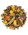 mélange de tisane cbd sommeil avec fleurs camomille morceaux d agrumes et feuilles séchées