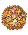 Mischung aus Rooibos mit Blütenblättern, Fenchelsamen und aromatischen Kräuterblättern