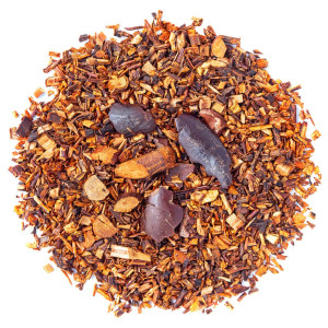 Mengsel van rooibos met stukjes cacao en kruiden voor lekkere infusie