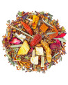 Mischung aus Rooibos mit Stücken getrockneter Früchte und Kräutern für die Afrikanische Reise-Infusion