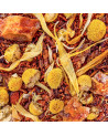 Mischung aus Rooibos, gelben Blüten und getrockneten Honigstücken für eine sanfte Honig-Infusion