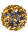 Mischung aus Rooibos, Heidelbeere, Ingwer, Blütenblättern von Vergissmeinnicht und Zitrusstücken