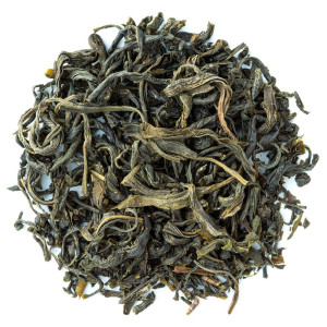 groene Mao Feng Hua Hai thee met hele gedroogde bladeren in donkergroene en lichtbruine kleur