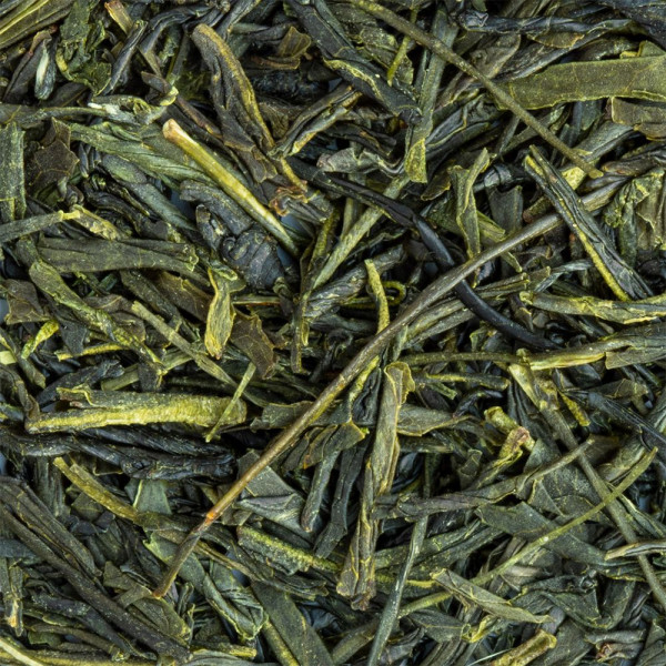 foglie di tè verde premium sencha konomi sfuse dalle sfumature verdi e marroni