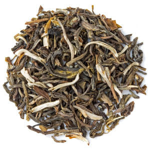 Trockene Blätter des grünen Tees White Monkey 1st Grade Deluxe mit zarten weißen und grünen Knospen
