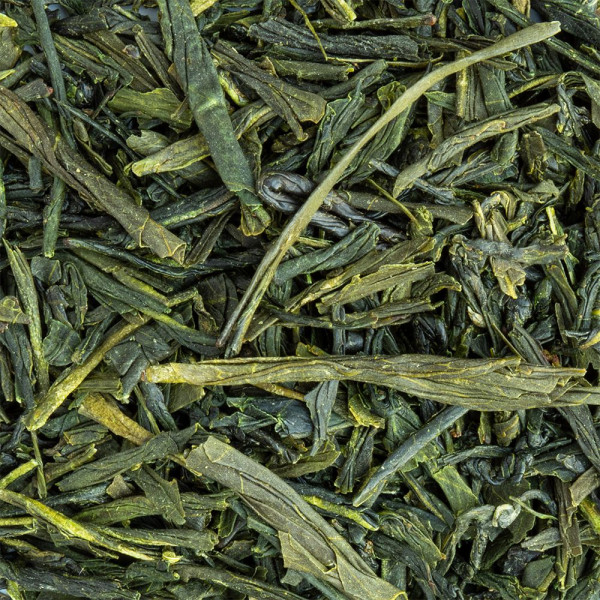 thé vert Kabusecha Asuka feuilles entières et roulées couleur vert foncé et clair