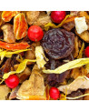 Mischung aus Trockenfrüchten und Blüten für den Kräutertee Pfirsich aus dem Weinberg von Thés & Traditions