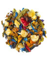 frosted melon herbal tea blend with fruit pieces, flower petals and dried leaves