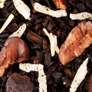 miscela di tè nero con cacao, scaglie di noci e pezzi di cocco per un'infusione golosa