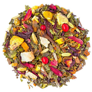 mengsel van gedroogde kruiden hibiscus venkel sinaasappel kaneel bessen voor kruidenthee innerlijke vrede