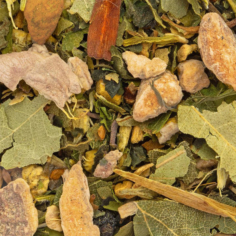 Kräutermischung für Immunität mit getrockneten Blättern, Rinden und Wurzeln