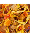 blend of dried fruits and yellow petals for panda pear herbal tea