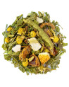chamomile verbena herbal tea blend with leaves flowers and dried bark pieces