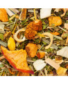 blend of dried apple lemongrass herbs and peels for Green Point herbal tea Thés et Traditions