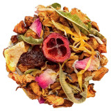 mengsel van cranberry citroen kruidenthee met stukjes vruchten bloemblaadjes en gedroogde bladeren