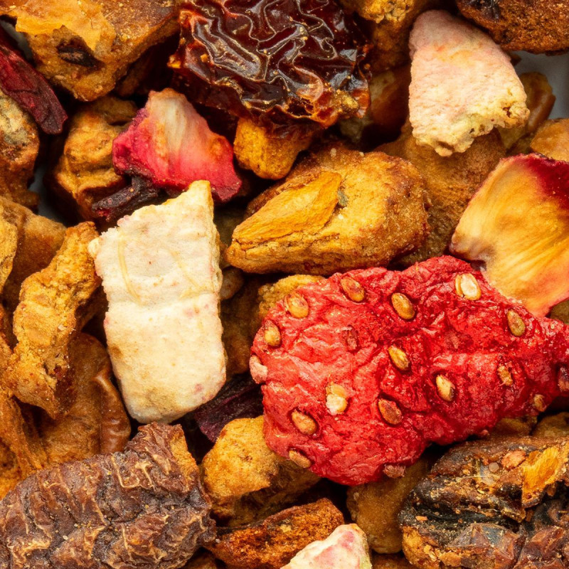 mélange de fruits secs fraise framboise et plantes pour tisane Thés et Traditions