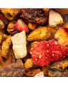 Mischung aus getrockneten Früchten, Erdbeere, Himbeere und Pflanzen für Kräutertee von Thés & Traditions