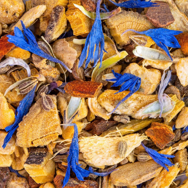 miscela di spezie e fiori essiccati blu per tisana ayurveda vata Thés et Traditions