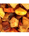 pieces of dried fruits apricot and speculoos spices for Thés et Traditions herbal tea