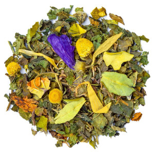 mengsel van gedroogde bladeren en bloemen voor Night Detox kruidenthee Thés et Traditions