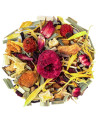 iced raspberry herbal tea blend with fruit pieces flower petals and dried herbs