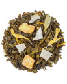 Mélange de thé vert avec morceaux d'ananas et pétales jaunes pour infusion fruitée et exotique
