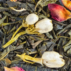 Groene thee Nuit à Tokyo groene theebladeren jasmijnknoppen en rozenblaadjes