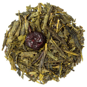 Groene thee met hele bladeren en gedroogde kers, Japans mengsel van Thés et Traditions