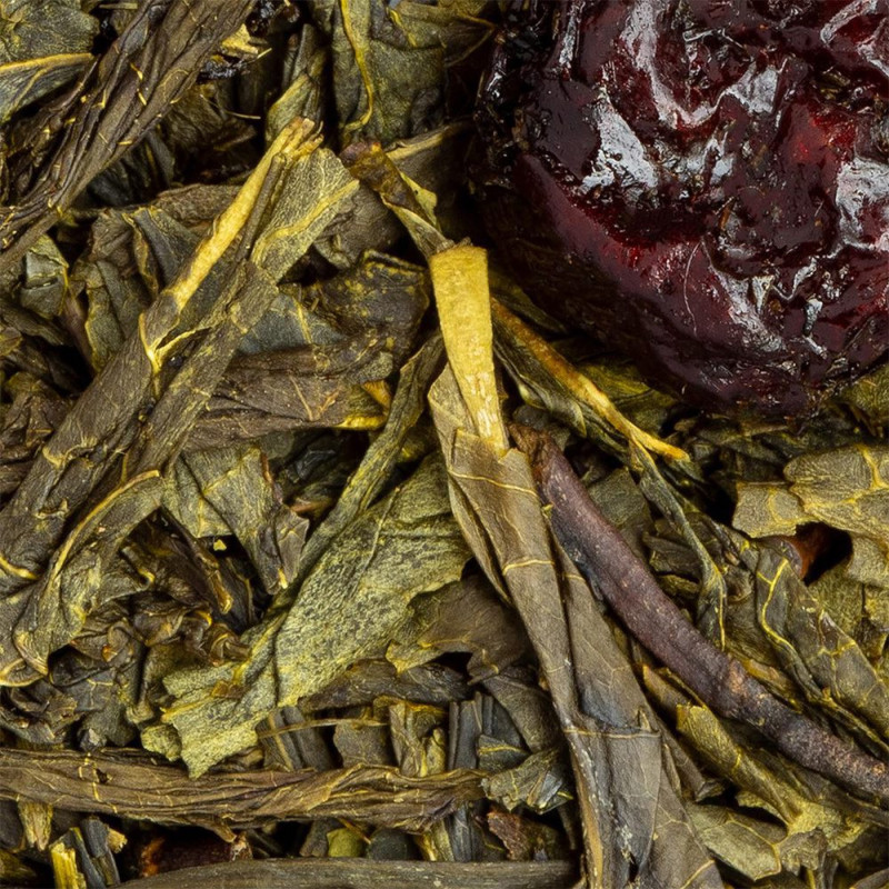foglie di tè verde e ciliegia secca per infusione dal sapore giapponese
