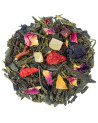 mélange de thé vert avec morceaux de fruits séchés pétales de rose et épices pour infusion bonne humeur