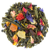 Mengsel van groene thee met stukjes gedroogd fruit, bloemblaadjes en theebladeren Paradis Fruité