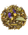 Mischung aus grünem Tee, Lavendelblättern, getrockneten Blüten und aromatischen Kräutern Lavendelvorgarten Thés & Traditions