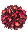 getrocknete Hibiskusblüten für Aufguss mit intensiver roter Färbung und natürlicher Textur