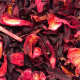 gedroogde hibiscusbloemen voor infusie in rode en paarse kleuren