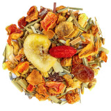 exotisch kruidentheemengsel met stukjes gedroogde banaan bessen en aromatische kruiden