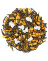Mischung aus grünem Tee, geblähten Reisblättern und gerösteten Reiskörnern für die Genmaicha-Infusion Yukihime