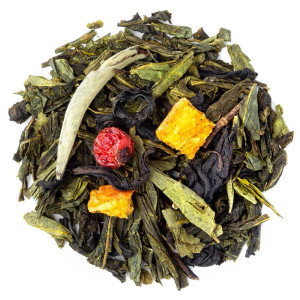 Mischung aus grünem Tee, schwarzem Tee, Zitrusfrüchten und roten Beeren zur Infusion aus Jiangsu