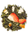 Green tea blend basil leaves strawberry pieces and citrus peels