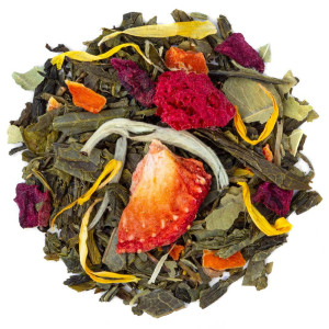Organic green tea Strawberry Raspberry Peach | Jinjiang | Thés & Traditions