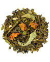 Green tea blend with prickly pear pieces and dried leaves