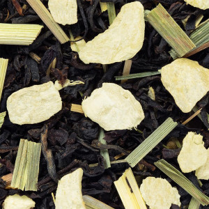 miscela di tè nero con foglie di zenzero citronella e pezzi di limone essiccato