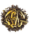 blend of black tea leaves and yellow petals for temple du bouddha infusion