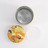 Ronde washi doos Hana-gawa met kleurrijke Japanse bloemenmotieven en metalen binnenwerk