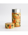 Washi box Hana-gawa Japanese floral patterns red black and gold with silver lid