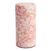 Cilindervormige doos in washi papier met roze en wit kersenbloesem sakura patroon