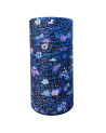 Cylindrical Washi Kaiyo box dark blue Japanese floral and wave patterns
